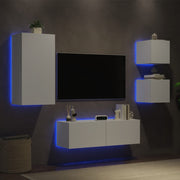 4-dijelni zidni TV ormarići s LED svjetlima bijeli