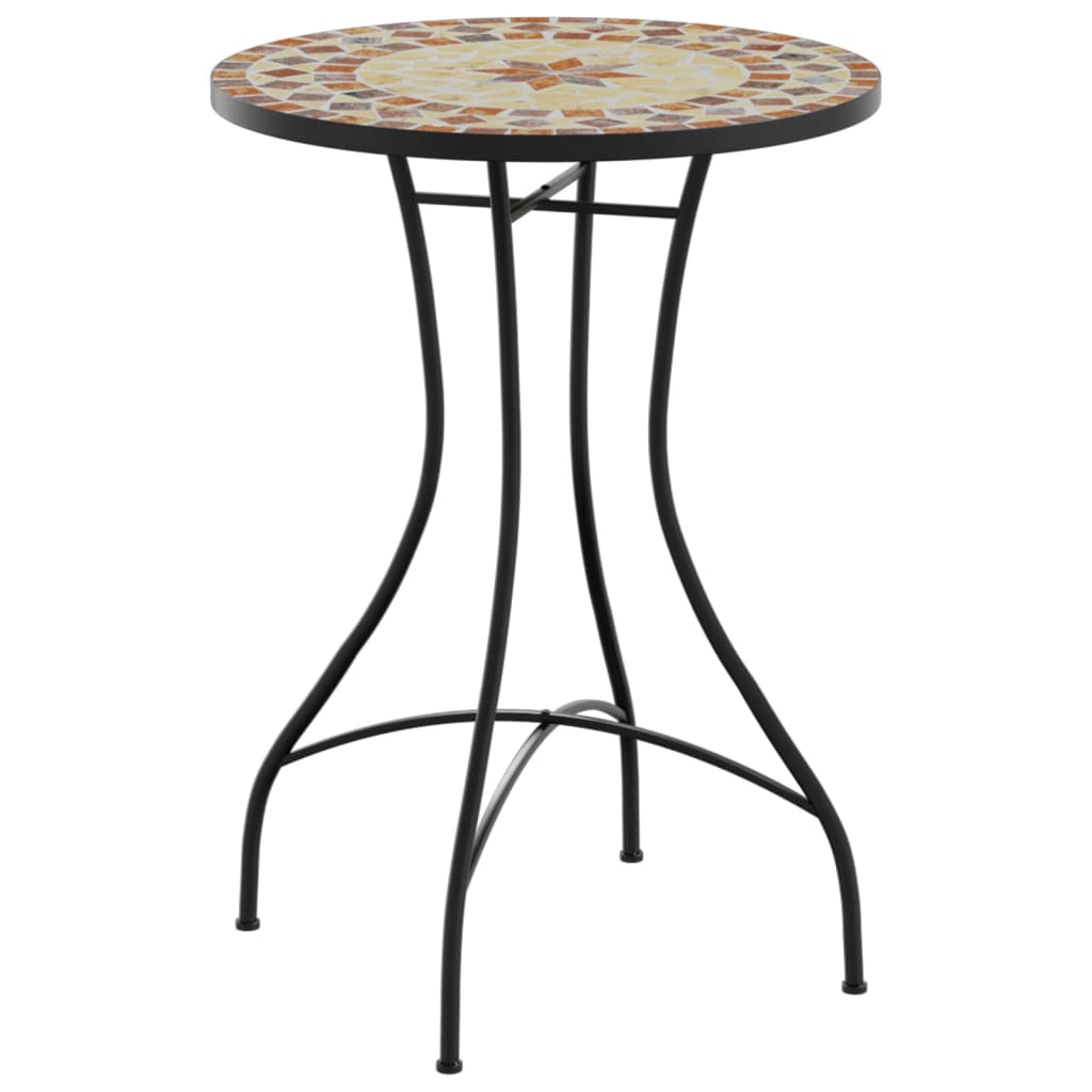 Bistro stolić s mozaikom boja cigle i bijela Ø50x70cm keramički