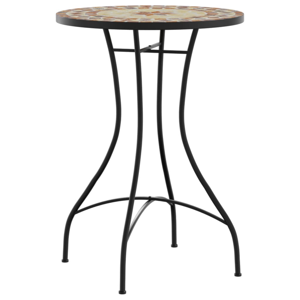 Bistro stolić s mozaikom boja cigle i bijela Ø50x70cm keramički