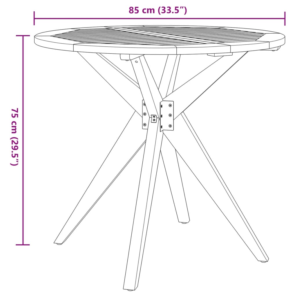 Vrtni stol okrugli Ø 85 x 75 cm od masivnog bagremovog drva