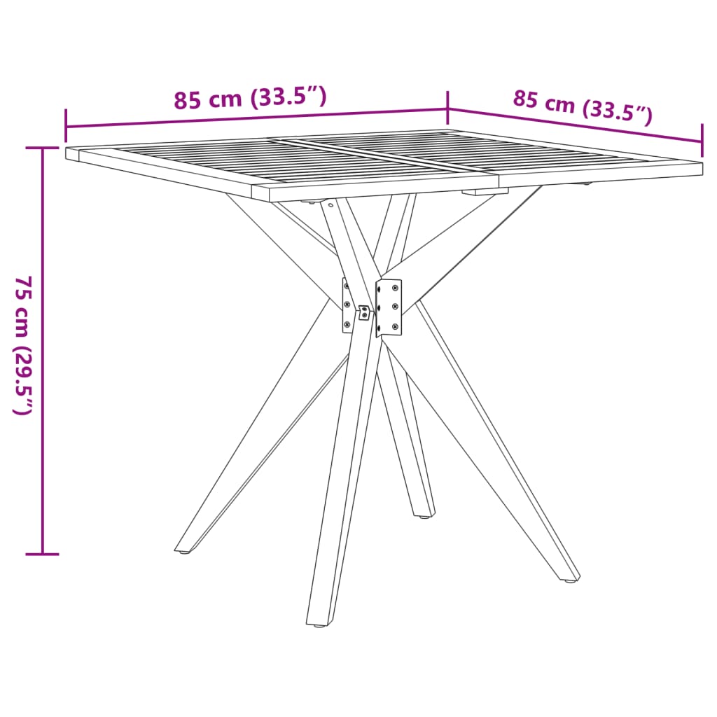 Vrtni stol četvrtasti 85x85x75 cm od masivnog bagremovog drva