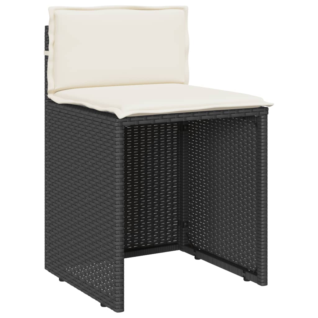 3-dijelni bistro set s jastucima crni od poliratana