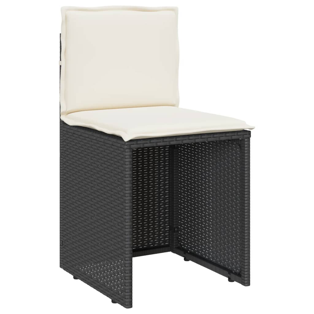 3-dijelni bistro set s jastucima crni od poliratana