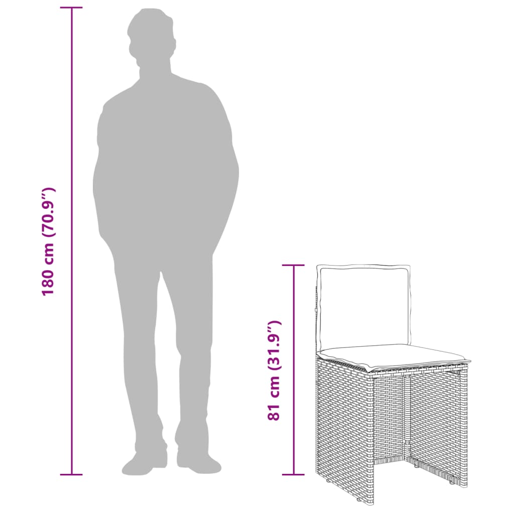 3-dijelni bistro set s jastucima svjetlosivi od poliratana