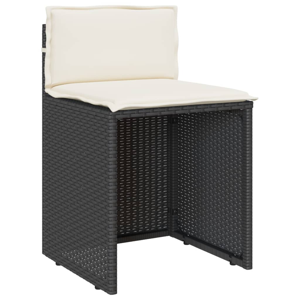 3-dijelni bistro set s jastucima crni od poliratana
