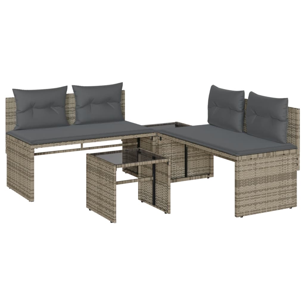 4-dijelni set vrtnih sofa od poliratana s jastucima sivi