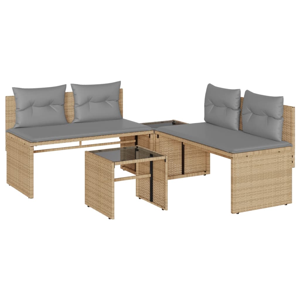 4-dijelni set vrtnih sofa s jastucima bež od poliratana