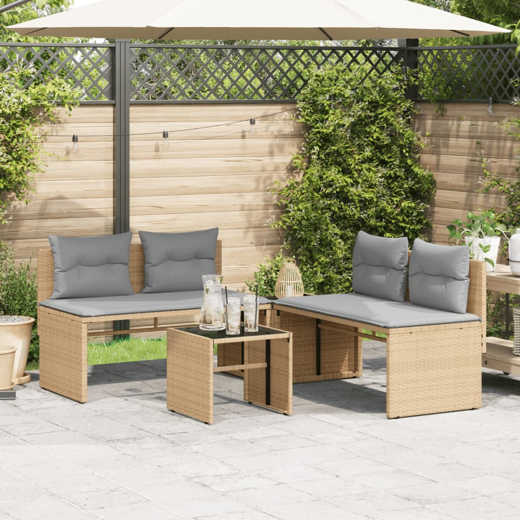 4-dijelni set vrtnih sofa s jastucima bež od poliratana
