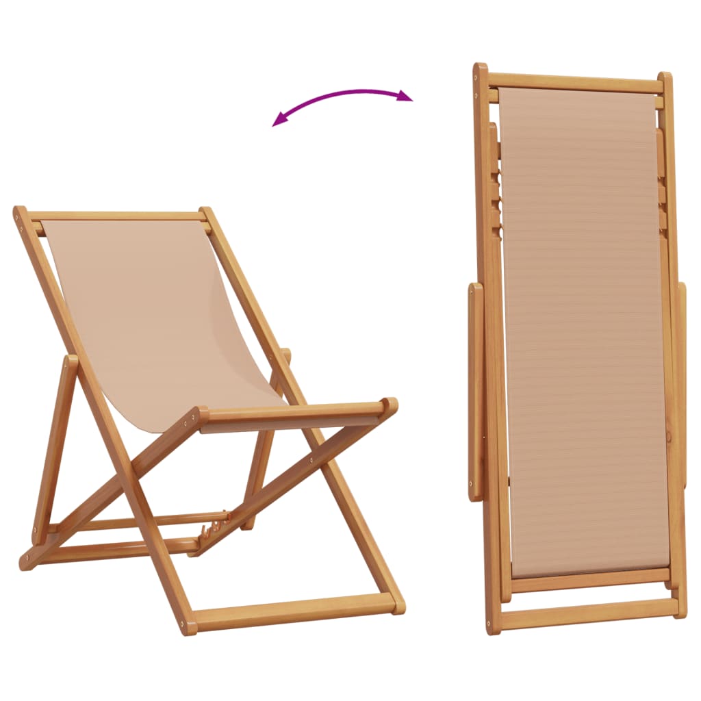 Sklopiva stolica za plažu smeđesiva drvo eukaliptusa i tkanina