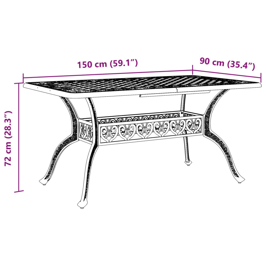 Vrtni stol crni 150 x 90 x 72 cm od lijevanog aluminija