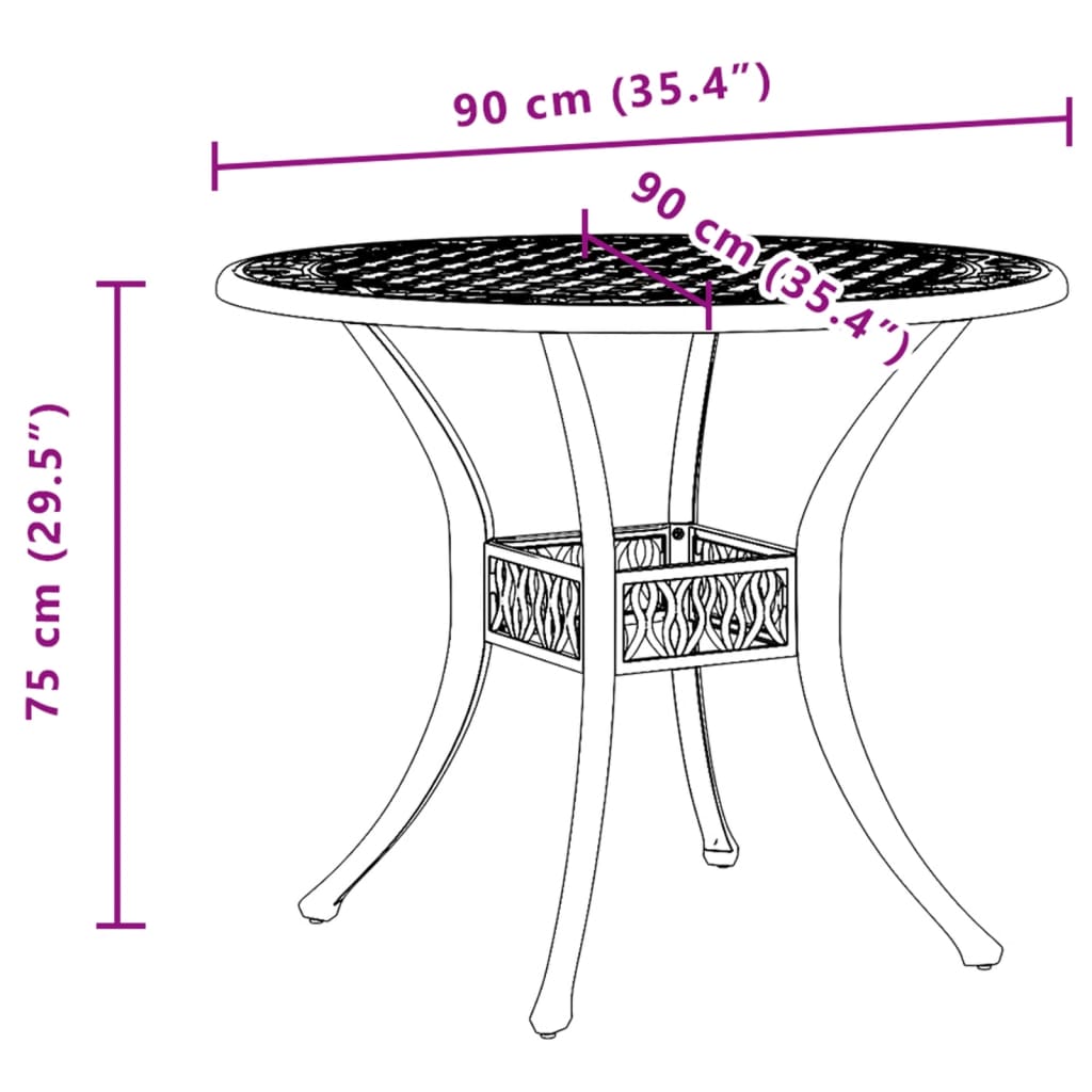 Vrtni stol brončani Ø 90 x 75 cm od lijevanog aluminija