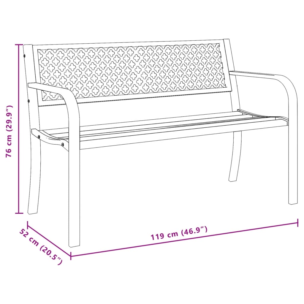 Vrtna klupa 119 cm crna čelična