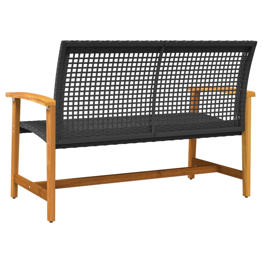 Vrtna klupa crna 112 cm od poliratana i bagremovog drva