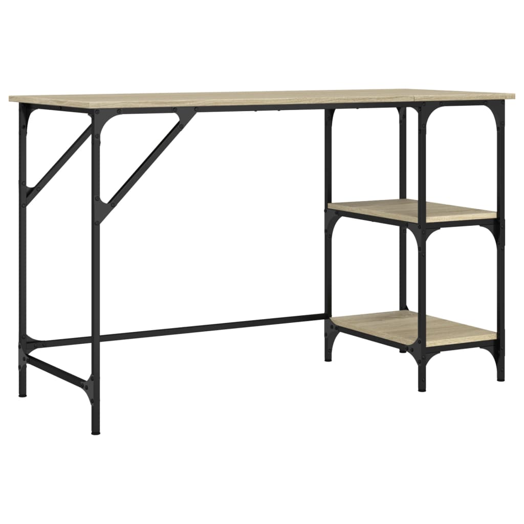 Radni stol boja hrasta 120x50x75 cm metal i konstruirano drvo