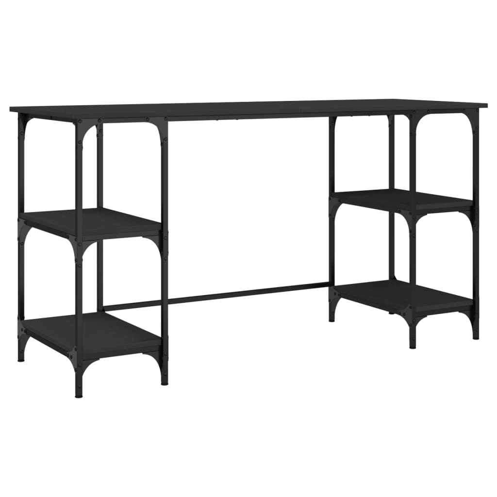 Radni stol crni 140 x 50 x 75 cm metal i konstruirano drvo