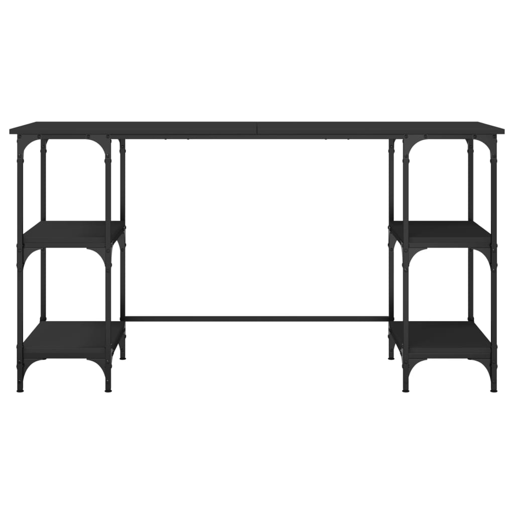 Radni stol crni 140 x 50 x 75 cm metal i konstruirano drvo