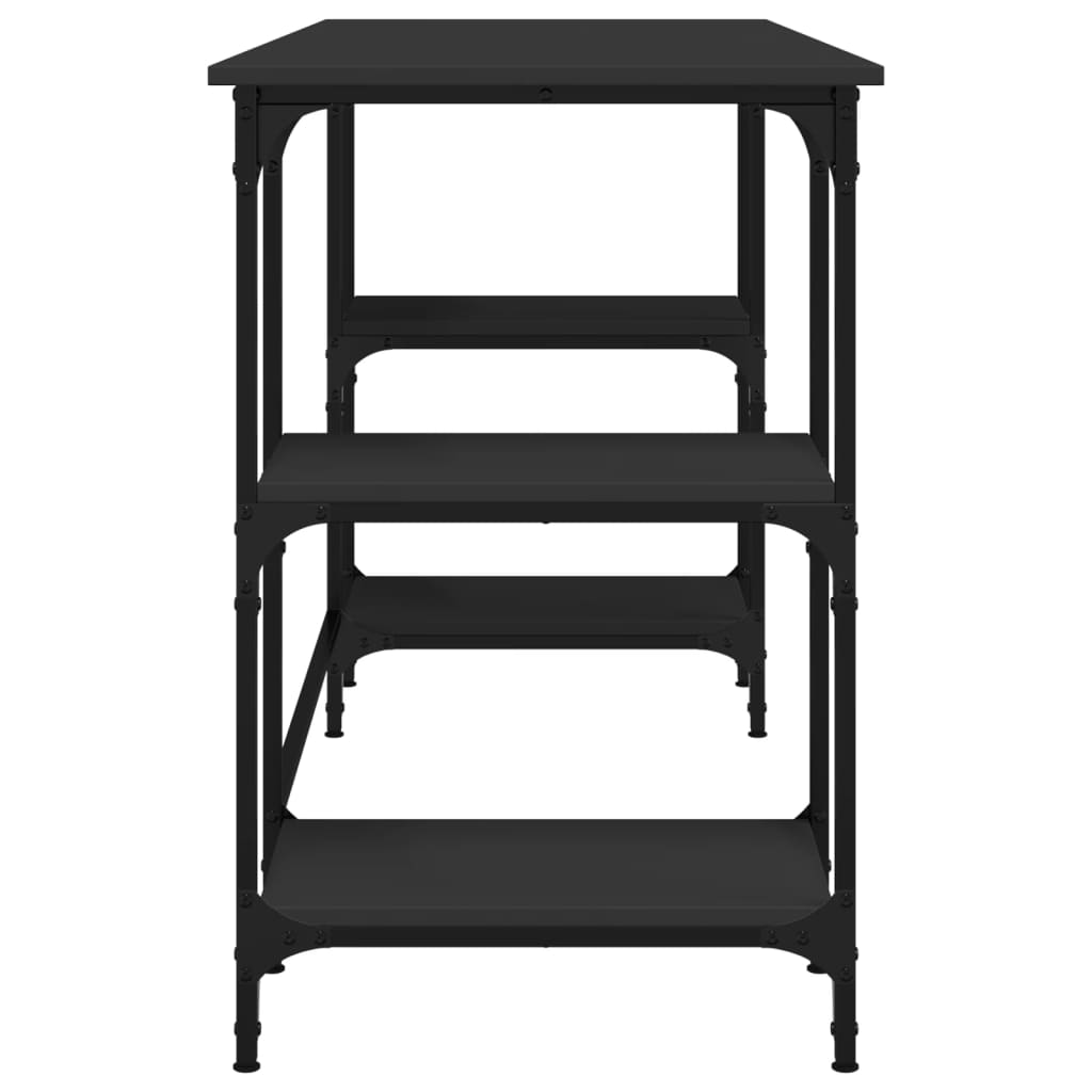 Radni stol crni 140 x 50 x 75 cm metal i konstruirano drvo