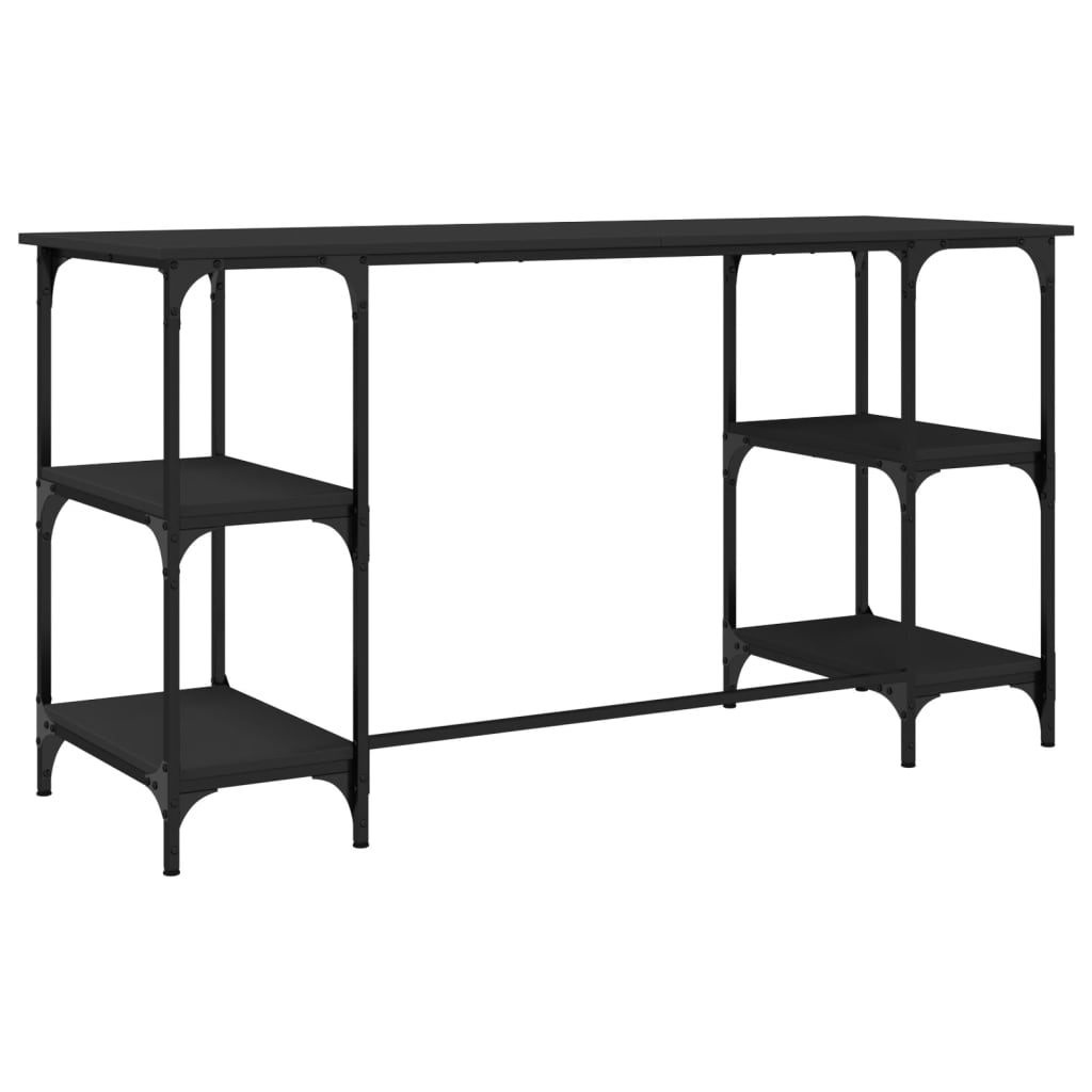 Radni stol crni 140 x 50 x 75 cm metal i konstruirano drvo