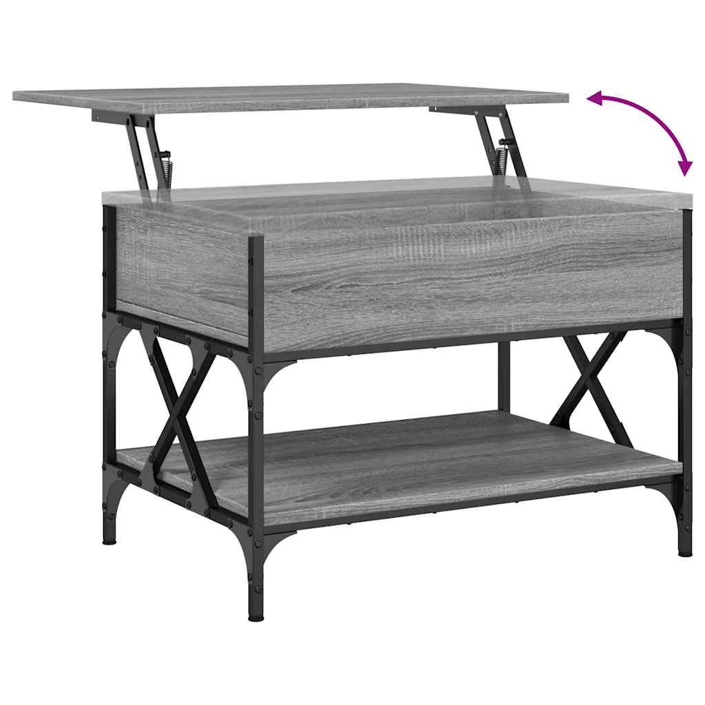 Stolić za kavu siva boja hrasta 70x50x50 cm od drva i metala