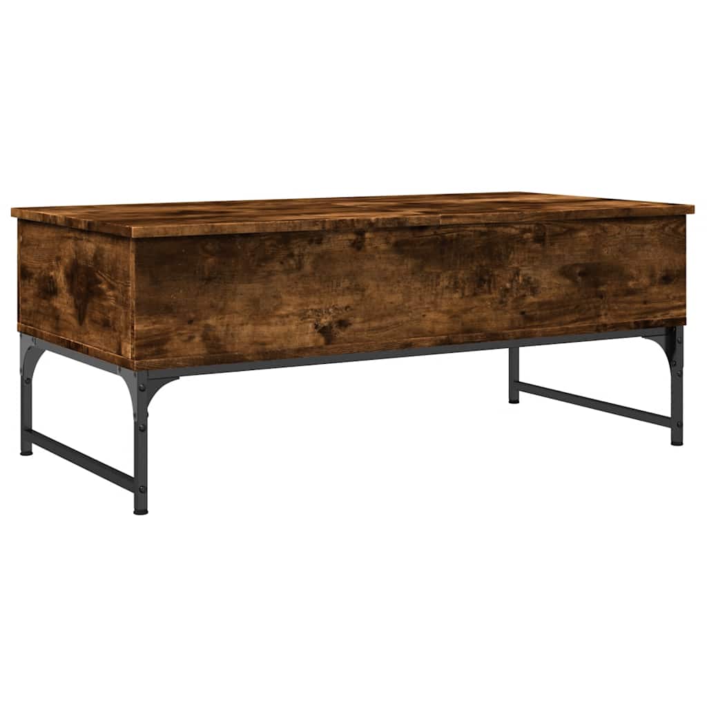 Stolić za kavu dimljena boja hrasta 100x50x40 cm drvo i metal