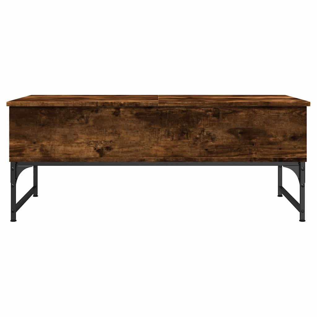 Stolić za kavu dimljena boja hrasta 100x50x40 cm drvo i metal