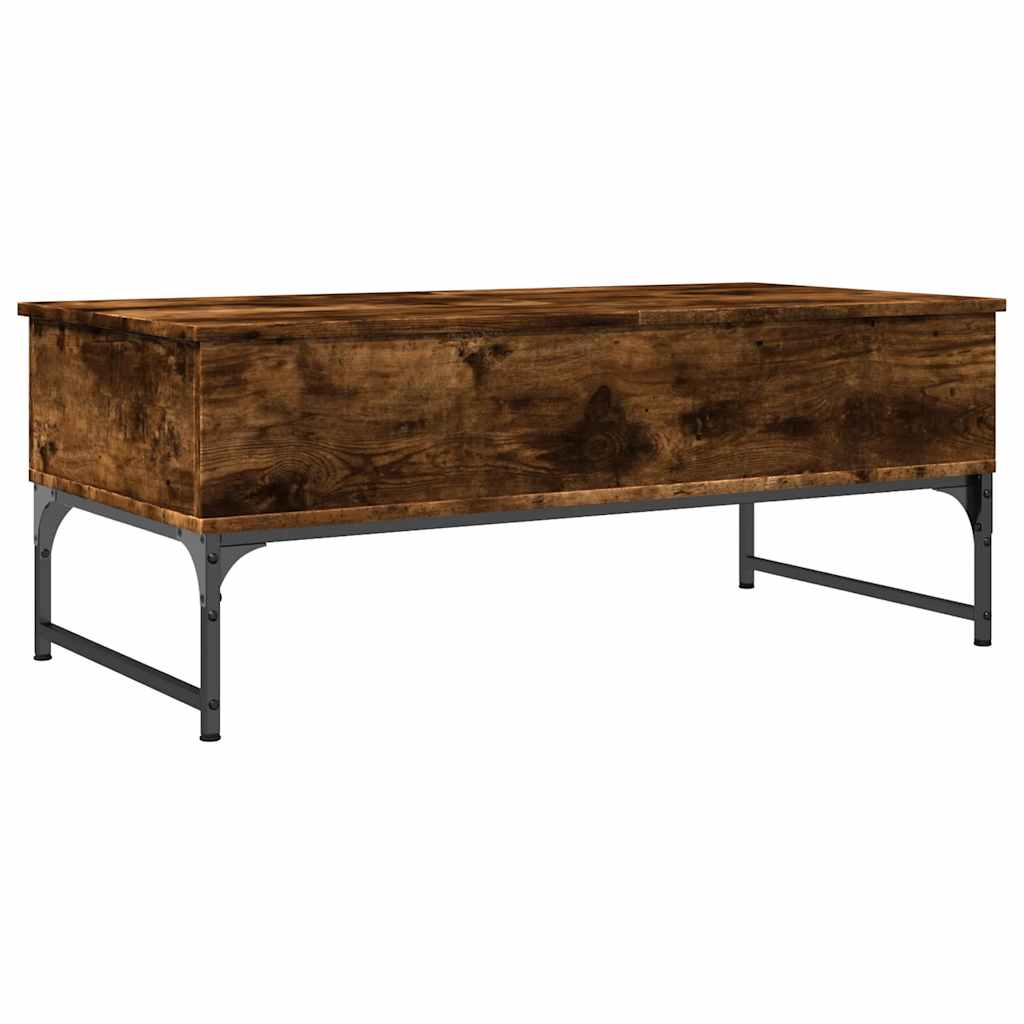 Stolić za kavu dimljena boja hrasta 100x50x40 cm drvo i metal