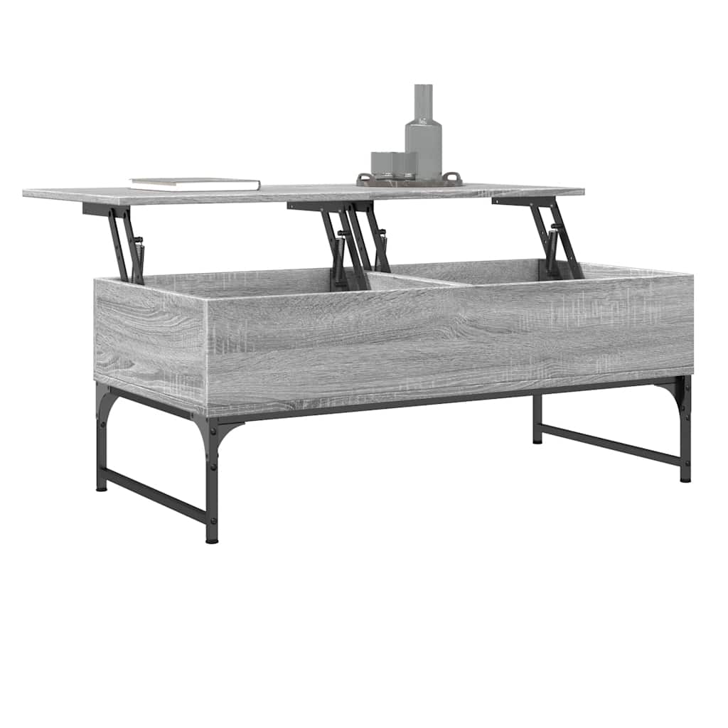 Stolić za kavu siva boja hrasta 100x50x40 cm od drva i metala