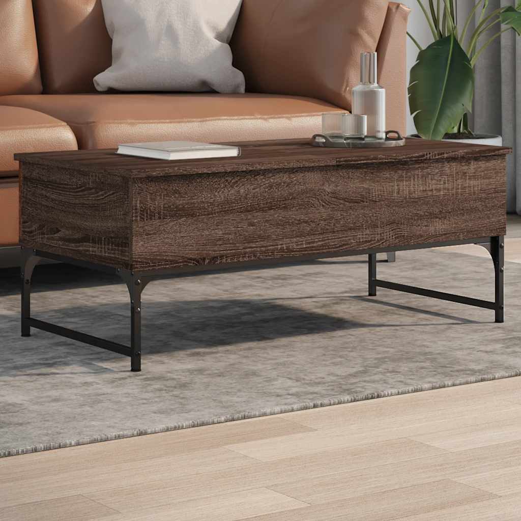 Stolić za kavu smeđa boja hrasta 100 x 50 x 40 cm drvo i metal