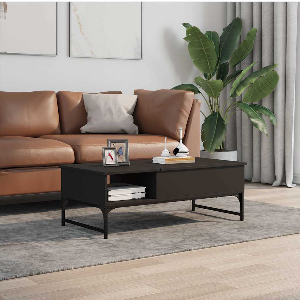 Stolić za kavu crni 100 x 50 x 35 cm konstruirano drvo i metal