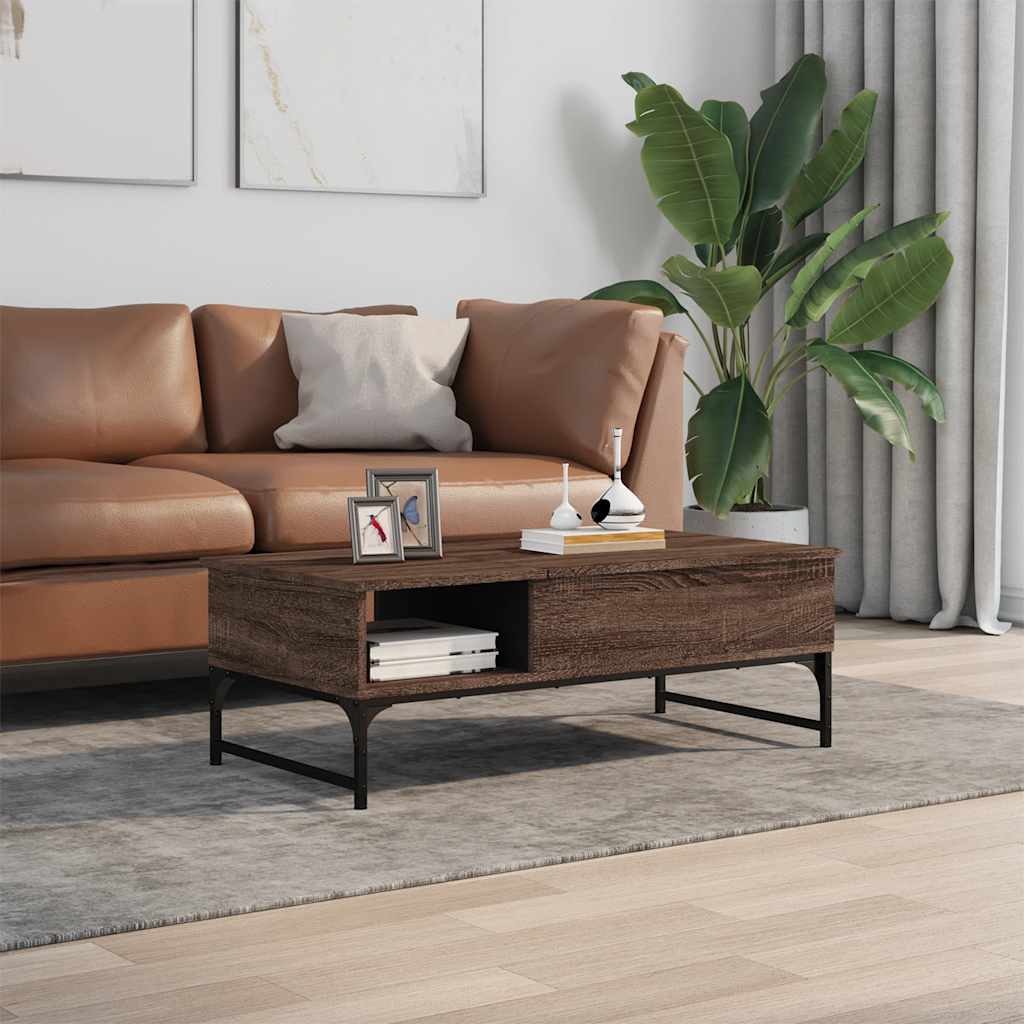 Stolić za kavu boja hrasta 100 x 50 x 35 cm od drva i metala