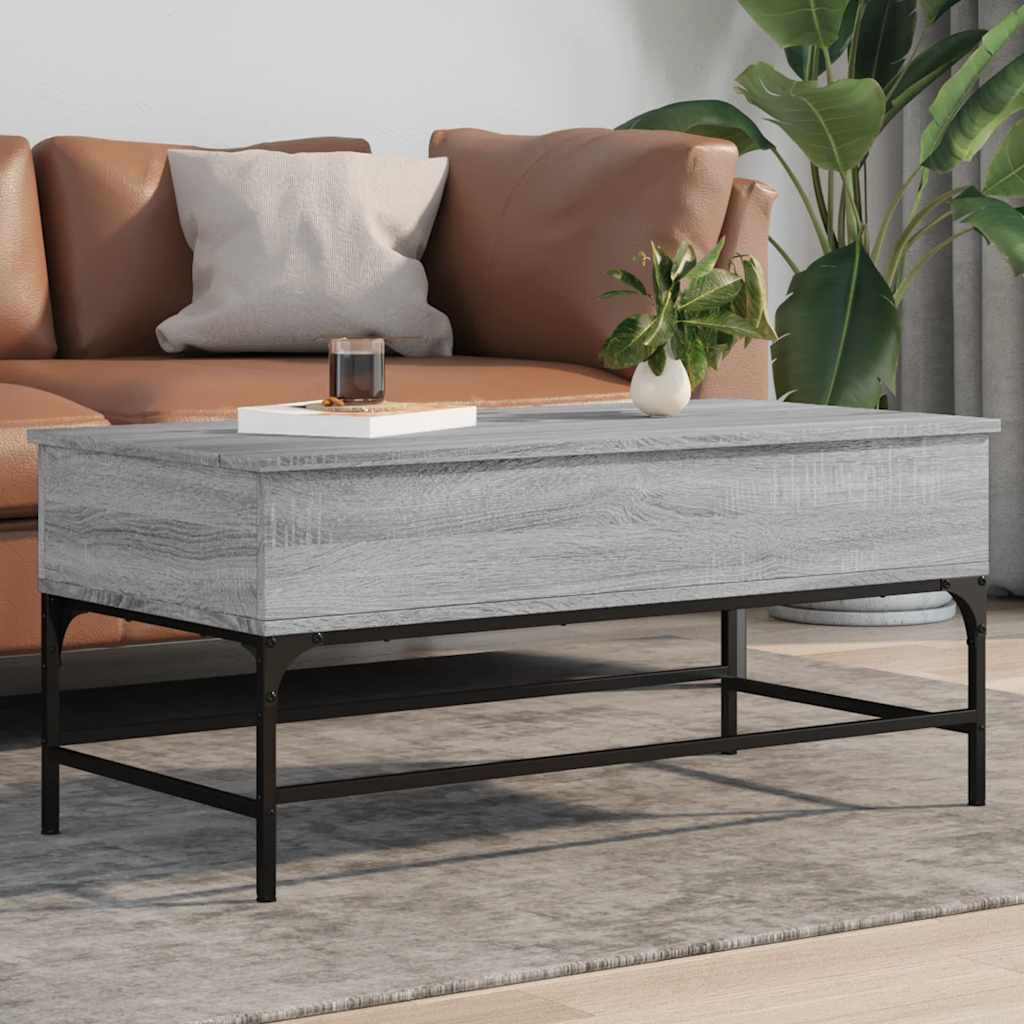 Stolić za kavu siva boja hasta 100x50x45 cm od drva i metala 100 x 50 x 45 cm