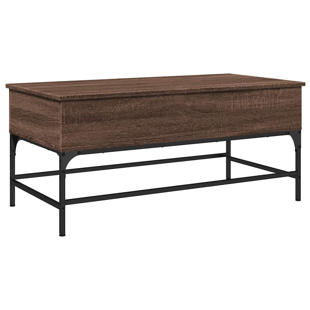 Stolić za kavu smeđa boja hrasta 100x50x45 cm od drva i metala