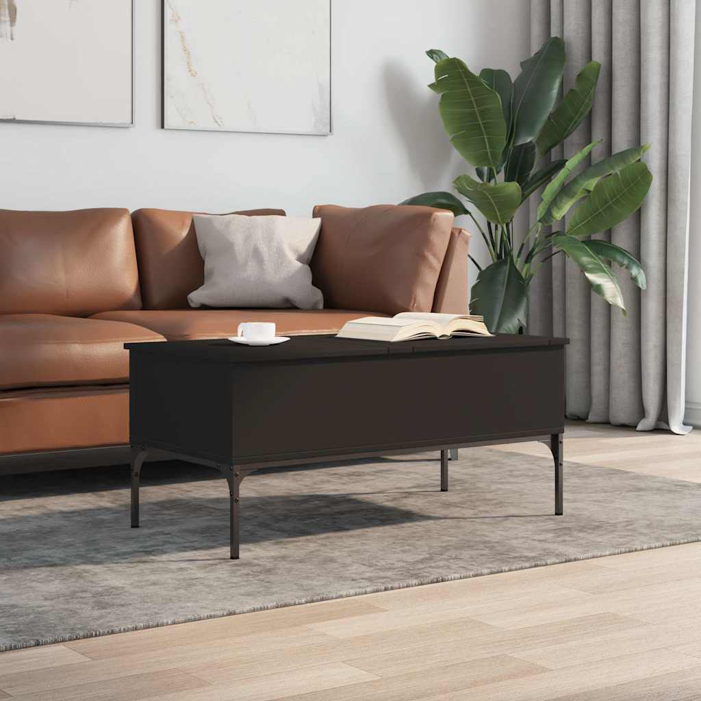 Stolić za kavu crni 100 x 50 x 45 cm konstruirano drvo i metala