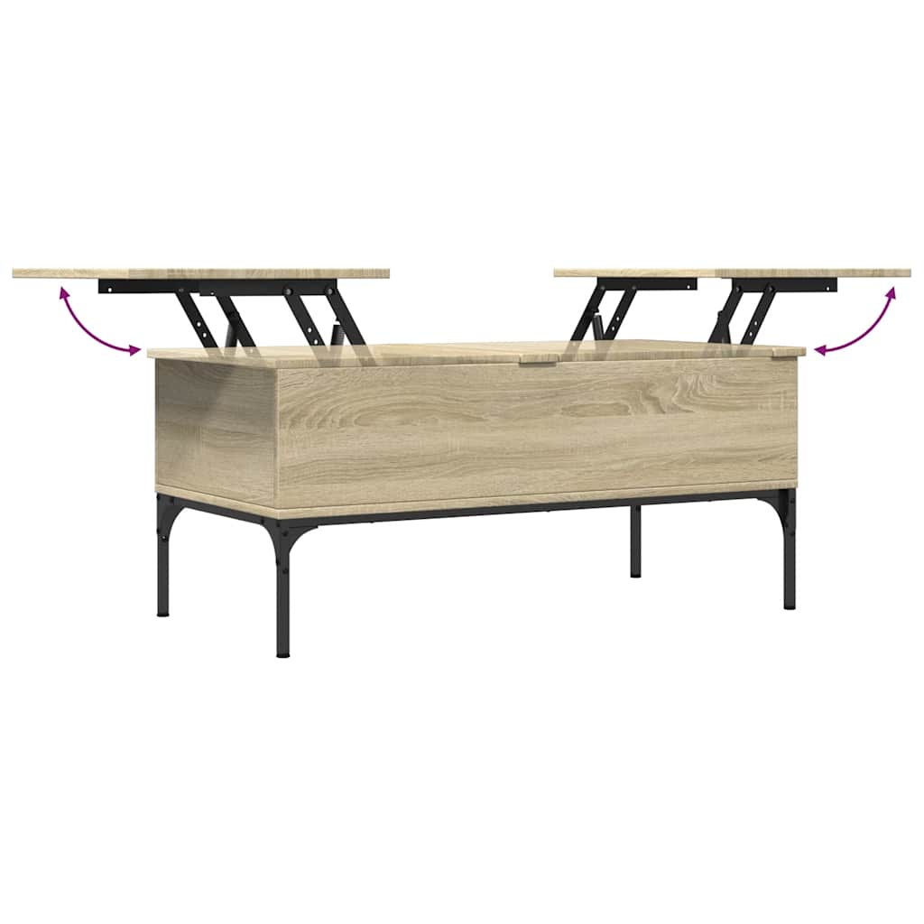 Stolić za kavu boja hrasta 100 x 50 x 45 cm od drva i metala