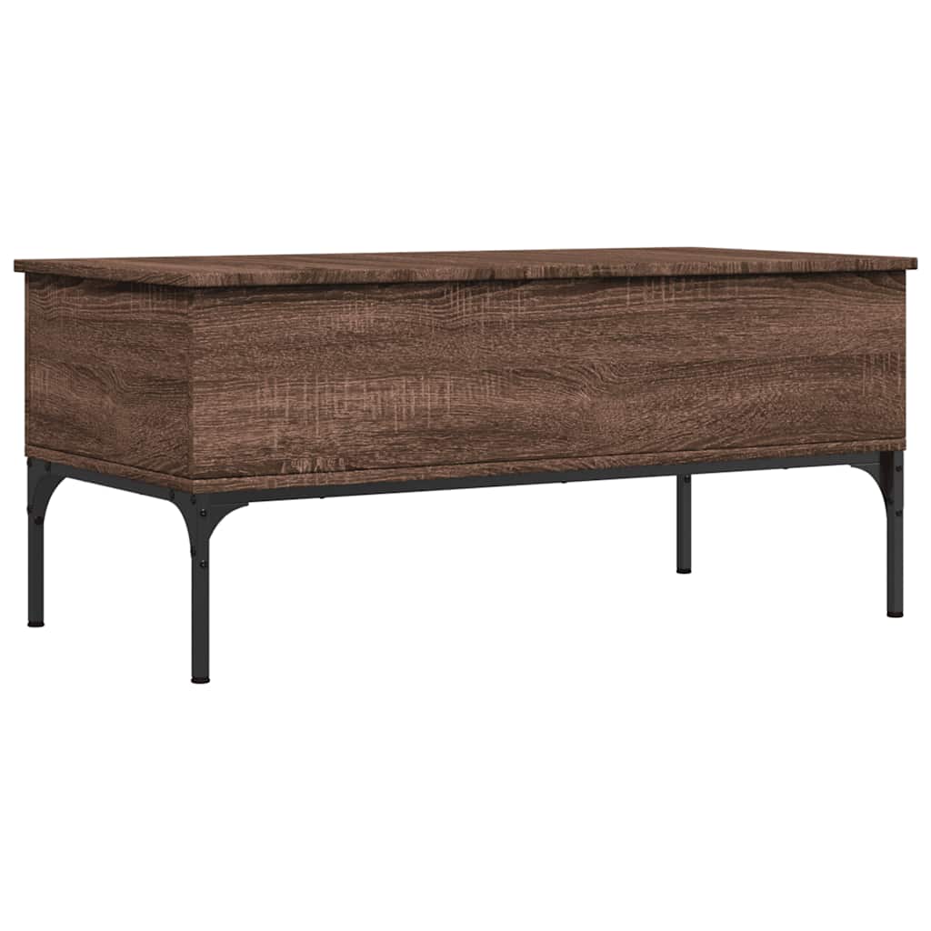 Stolić za kavu smeđa boja hrasta 100x50x45 cm od drva i metala