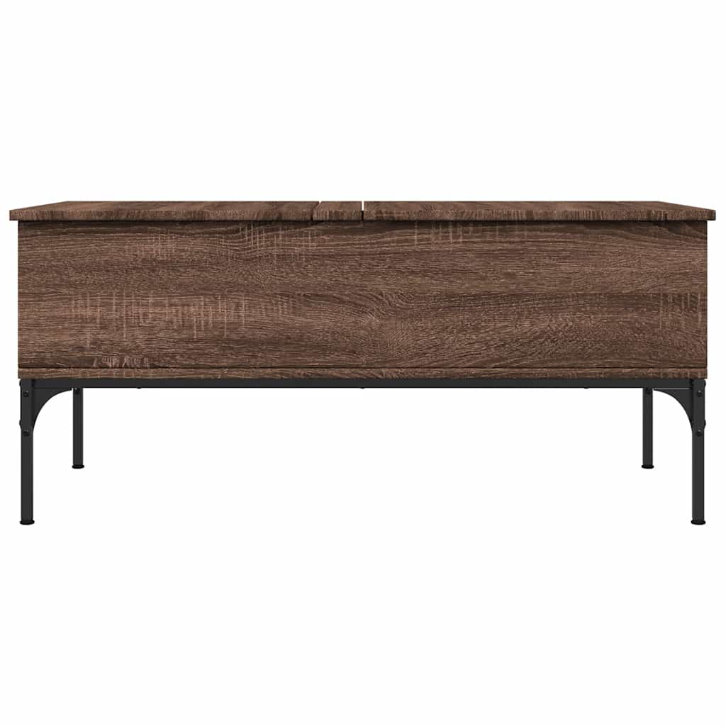 Stolić za kavu smeđa boja hrasta 100x50x45 cm od drva i metala