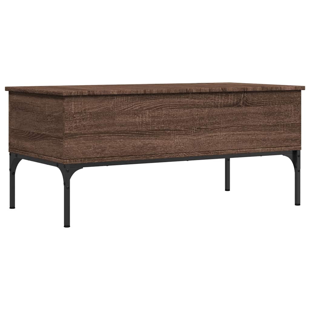 Stolić za kavu smeđa boja hrasta 100x50x45 cm od drva i metala