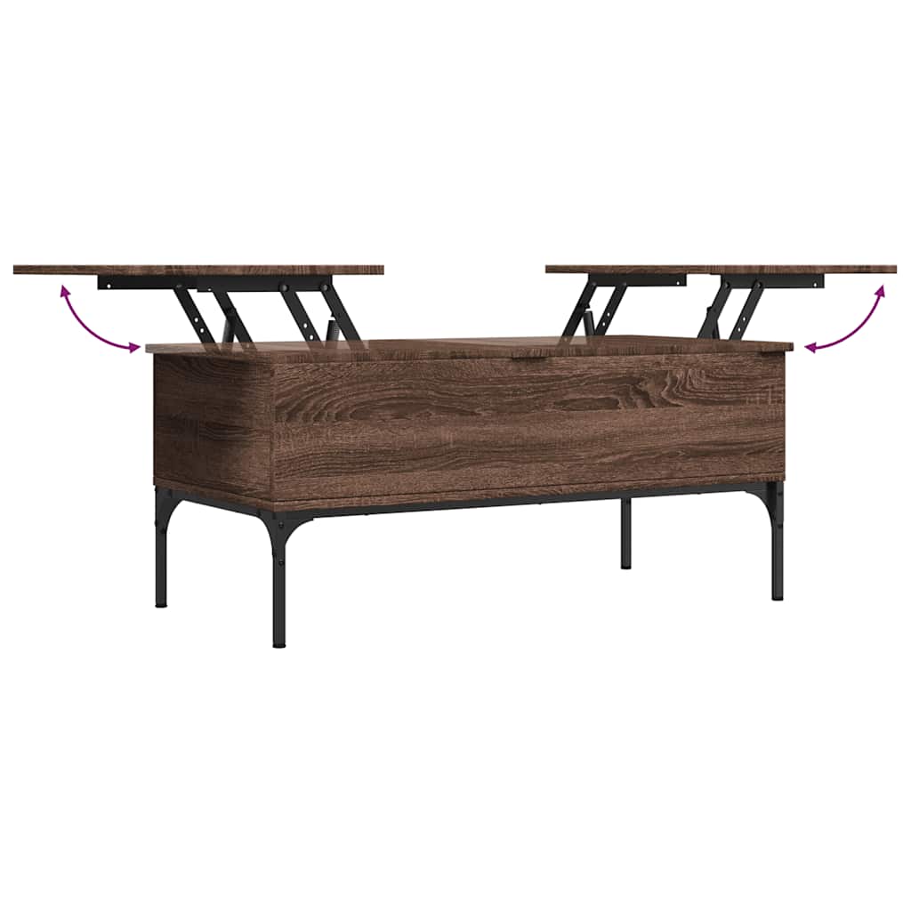 Stolić za kavu smeđa boja hrasta 100x50x45 cm od drva i metala