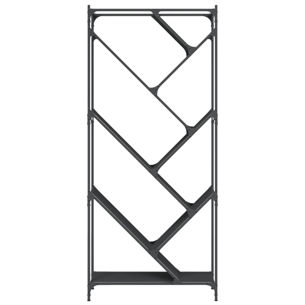Regal za knjige crni 79 x 30 x 180 cm konstruirano drvo i metal