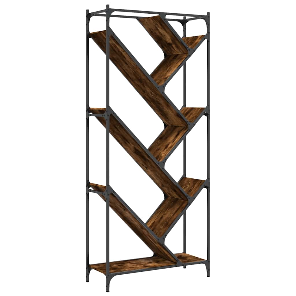 Regal za knjige smeđa boja hrasta 79x30x180 cm od drva i metala
