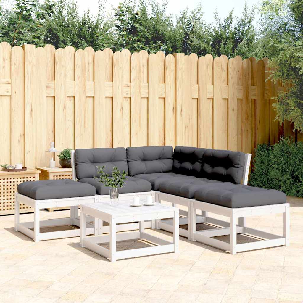 5-dijelni set vrtnih sofa s jastucima bijeli masivna borovina