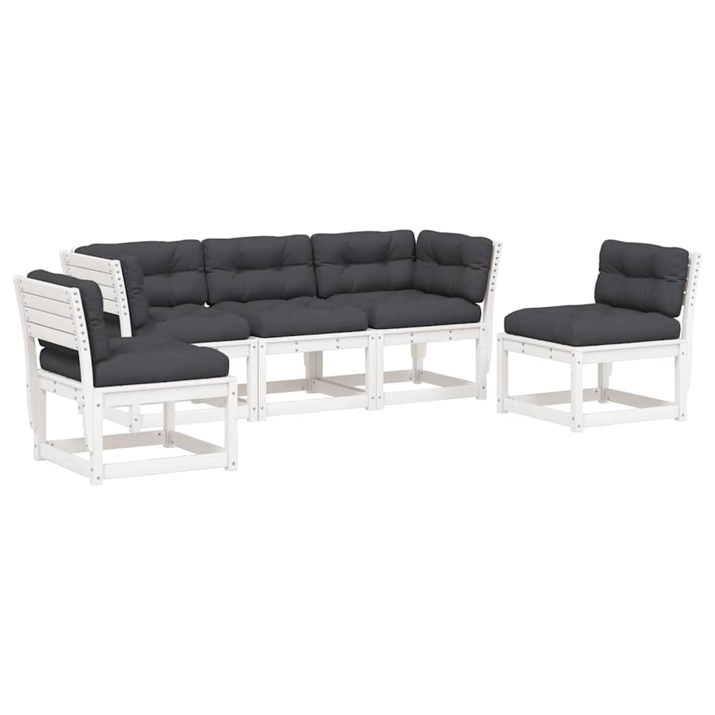 5-dijelni set vrtnih sofa s jastucima bijeli masivna borovina
