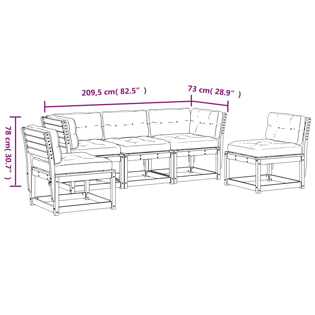 5-dijelni set vrtnih sofa s jastucima bijeli masivna borovina