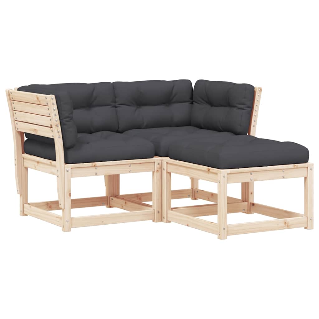 3-dijelni set vrtnih sofa od masivne borovine s jastucima