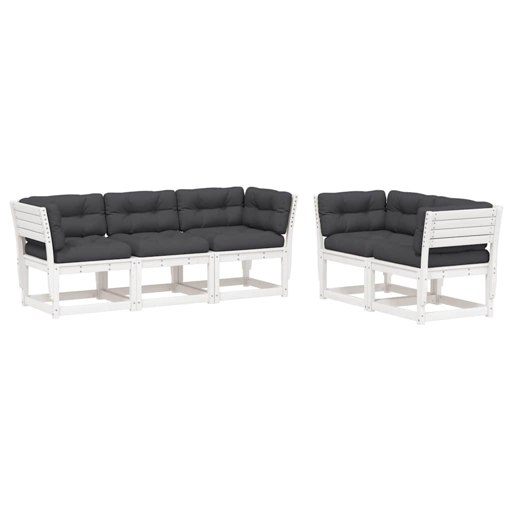 5-dijelni set vrtnih sofa s jastucima bijeli masivna borovina