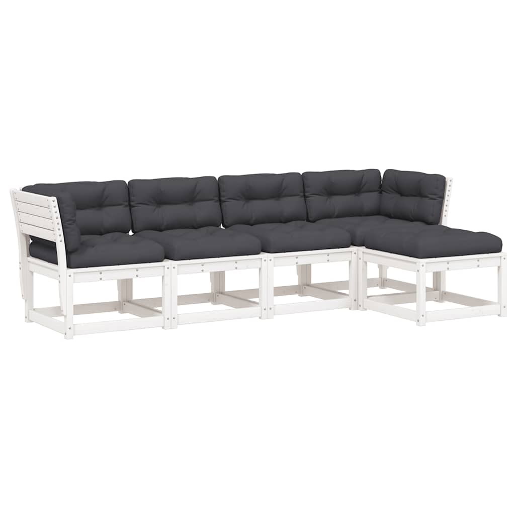 5-dijelni set vrtnih sofa s jastucima bijeli masivna borovina
