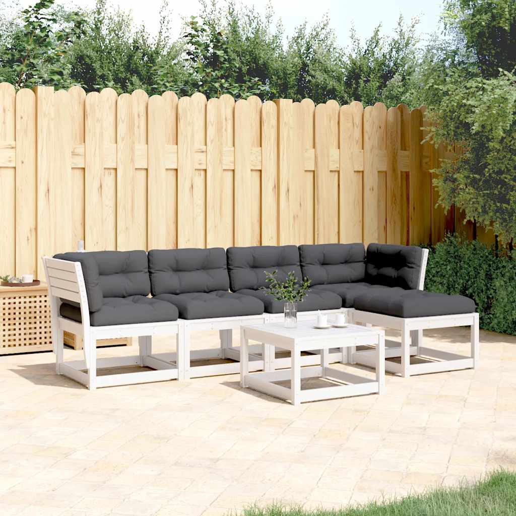 5-dijelni set vrtnih sofa s jastucima bijeli masivna borovina