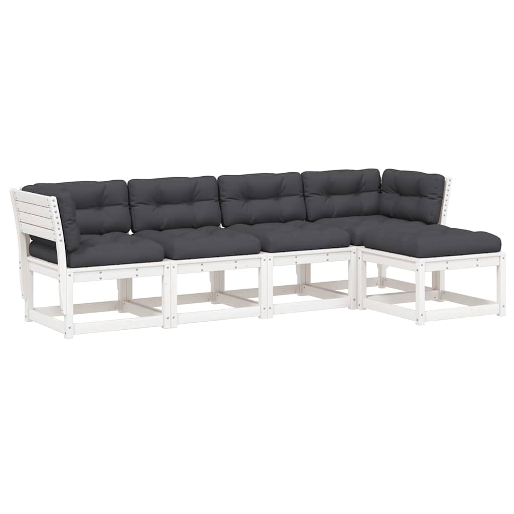5-dijelni set vrtnih sofa s jastucima bijeli masivna borovina