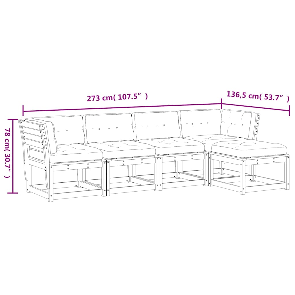 5-dijelni set vrtnih sofa s jastucima bijeli masivna borovina