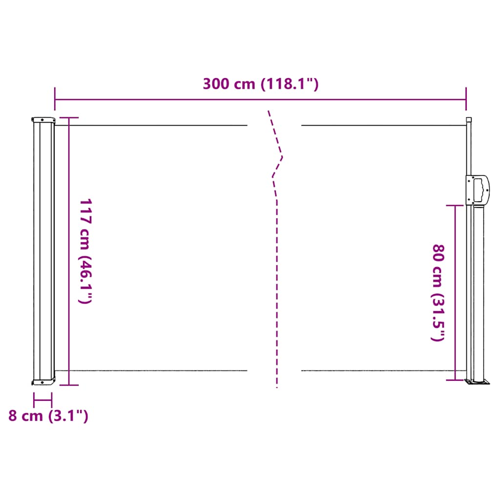 Uvlačna bočna tenda antracit boje 117 x 300 cm